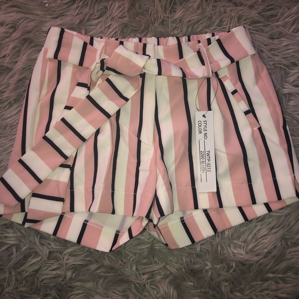 Pink/white stripe shorts